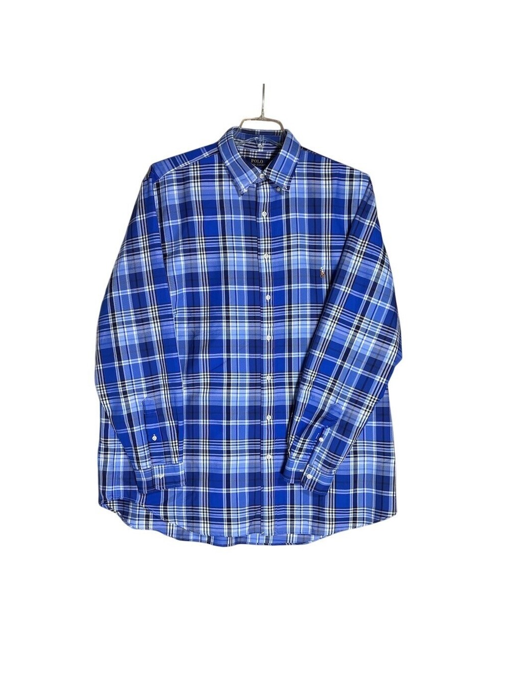 Polo Ralph Lauren Shirt Mens XLT Tall Blue Plaid Button-Down Long Sleeve